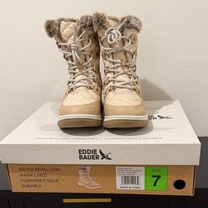 Eddie Bauer Women's Beige Winter Boots Size 7, New in Box